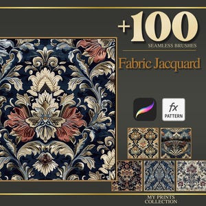 Jacquard Fabric Procreate Texture Brush & Photoshop PAT-Muster - 100+ Nahtlose Textur Brushset, Digitales Texturdesign-Tool