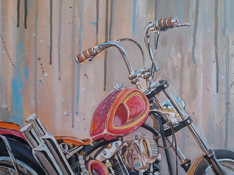 Harley Davidson Wall Art ORIGINAL acrylic PAINTING Fine Art Etsy