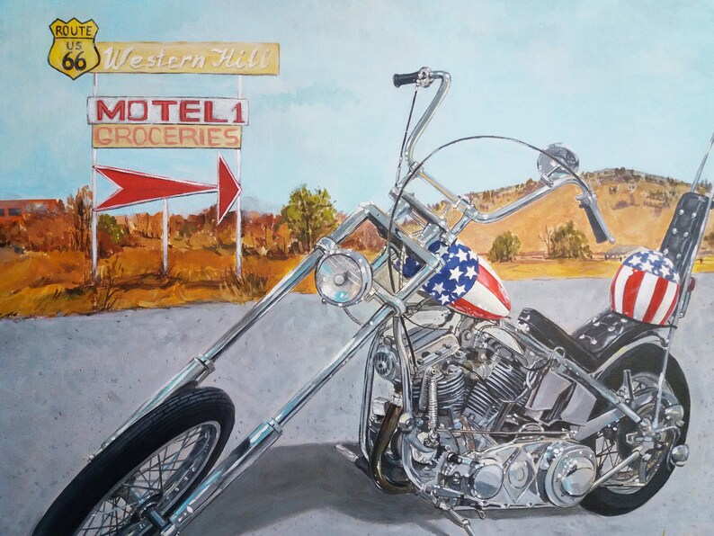 Motorcycle art Original acrylic painting on canvas Harley Etsy