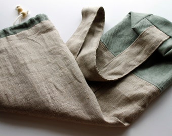 Handmade linen bag for a yoga mat, Linen and corduroy yoga mat bag, yoga mat bag, eco-friendly, stylish gift idea