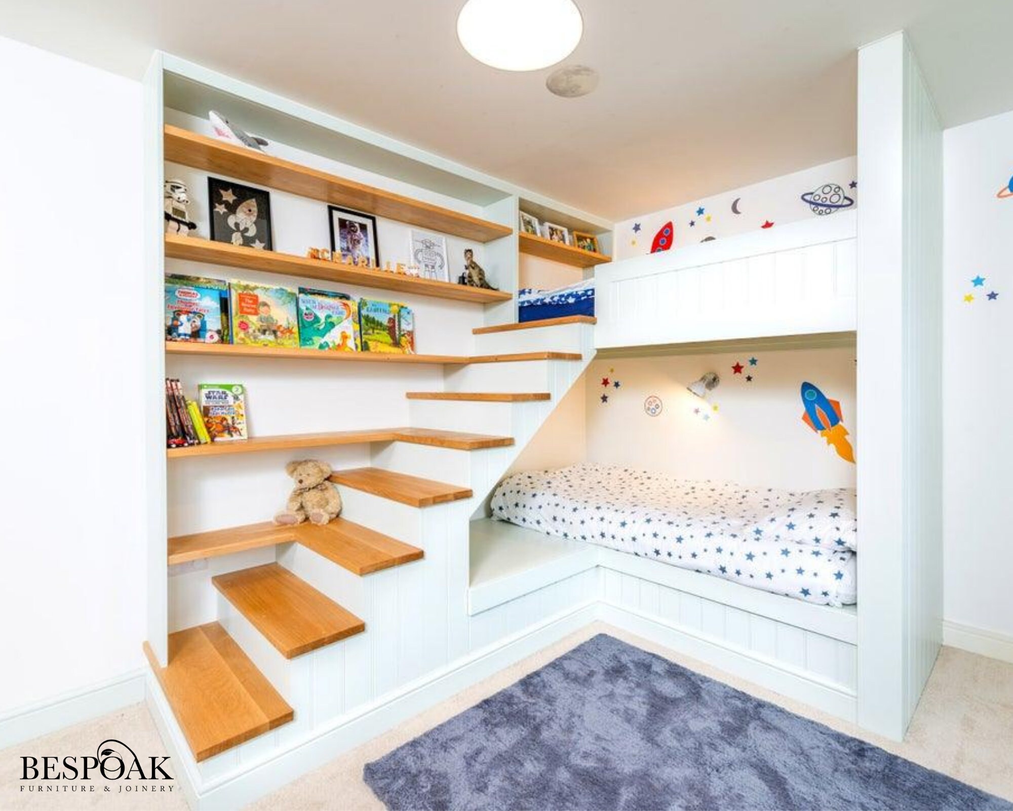 Luxury Bunk Beds With Steps Shelves And, Bespoke Bunk Beds