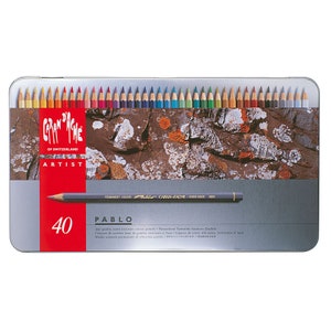 Caran d'Ache Pablo 40 finest permanent colored pencils in Metal Box - Made in Swiss