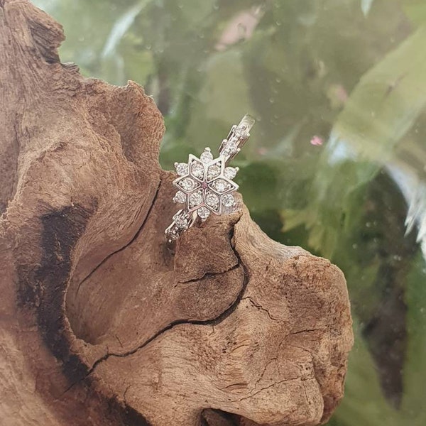 Bague argentée flocon de neige