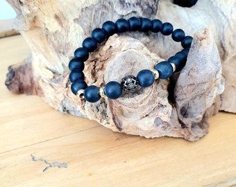 Men's beaded elastic bracelet