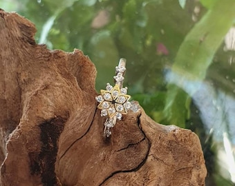 Silver and Gold Snowflake Ring