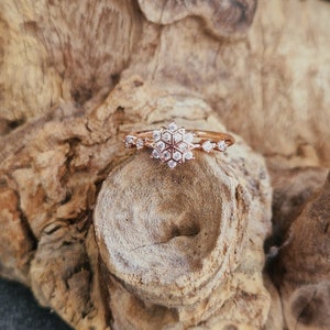 Bague flocon de neige or rose