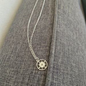 Men's silver stainless steel compass necklace