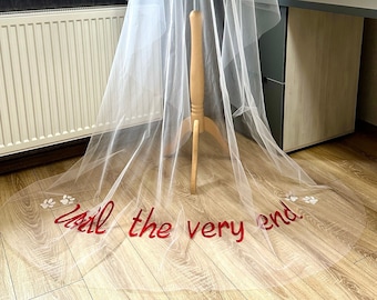 Personalized Wedding Veil: Embroidered Silk Thread, Custom Phrase Veil