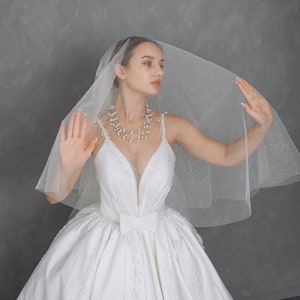 Bridal Veil With Blusher Two Layer Lace Short Bridal Veils - Temu