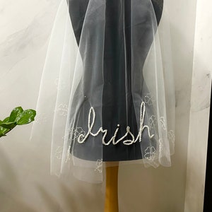 Beaded Clover Wedding Veil: Embroidered Personalized Monogram