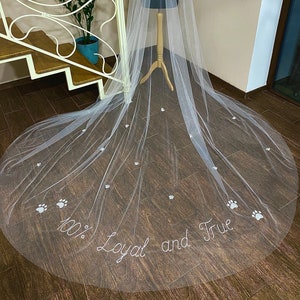 Personalized Wedding Veil: Embroidered English Tulle, Custom Design