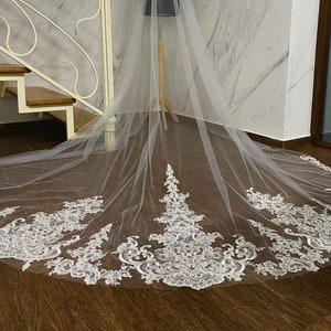 Cathedral Lace Wedding Veil: English Tulle, Spanish Cord Lace
