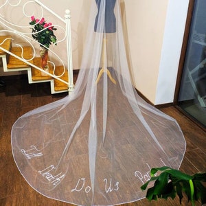 Wedding Veil With Phrases, Words, Letters, Initials Embroidered With ...