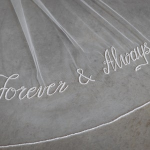 Wedding Veil With Letters, Initials, Date, Monogram. Your Favorite Phrases. Forever And Always Veil.