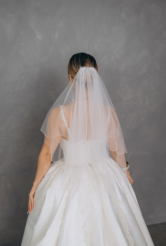 Velo Matrimonio Due Strati Velo Da Sposa 2 Strati Bianco/avorio - Foto 2