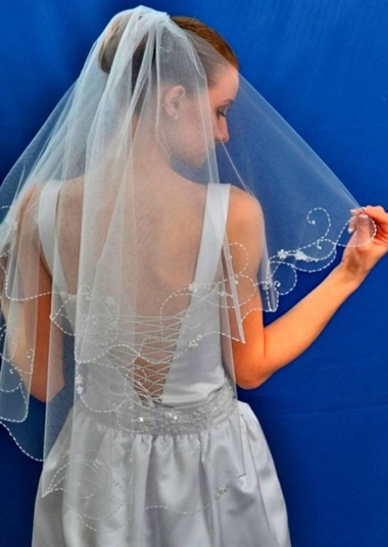 Weddings Accessories Wedding Veil Crystal Edge Veil Beaded Etsy