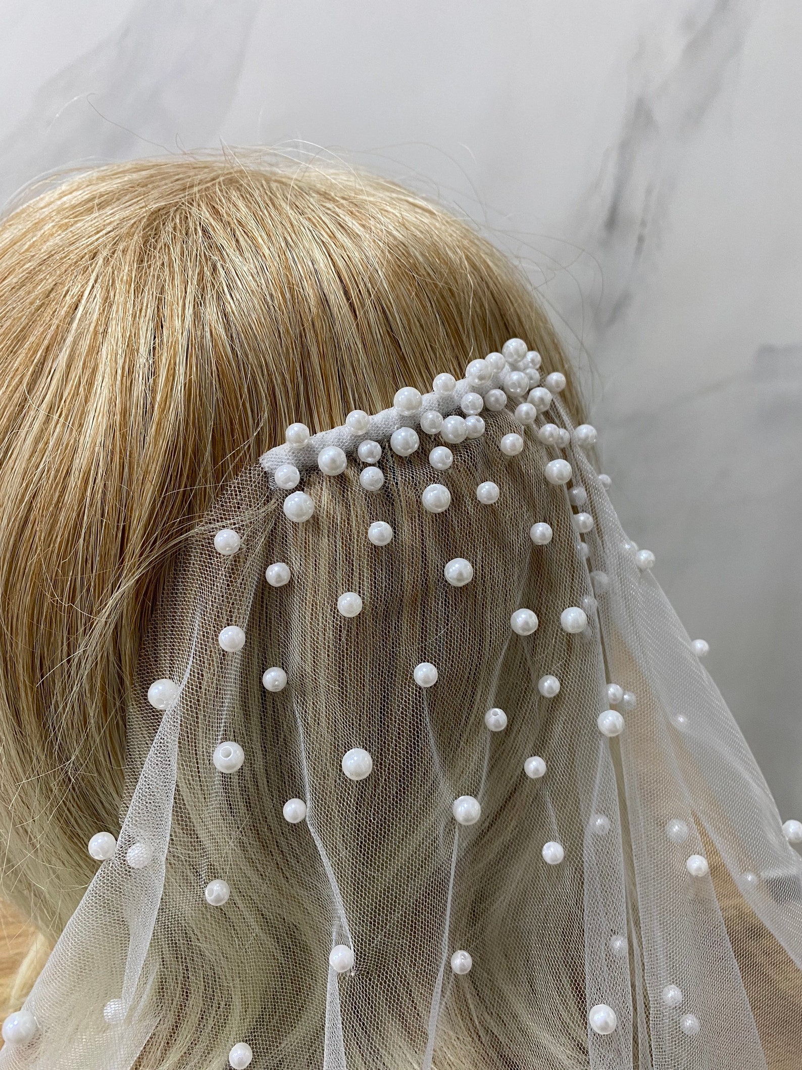 Wedding veil with pearls veil veils long veil fingertip Etsy