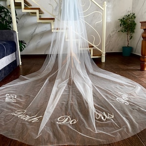 Bespoke Wedding Veil: Personalized Embroidery, Silk Thread Tulle Veil