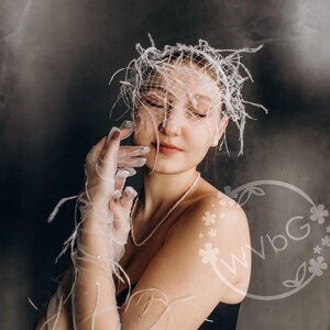 Tulle Gloves With Crystals For Wedding or Party.