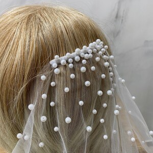 Wedding veil with pearls, veil, veils, long veil, fingertip veil, beaded veil, pearl veil, champagne veil, ivory veil, wedding, white veil image 10