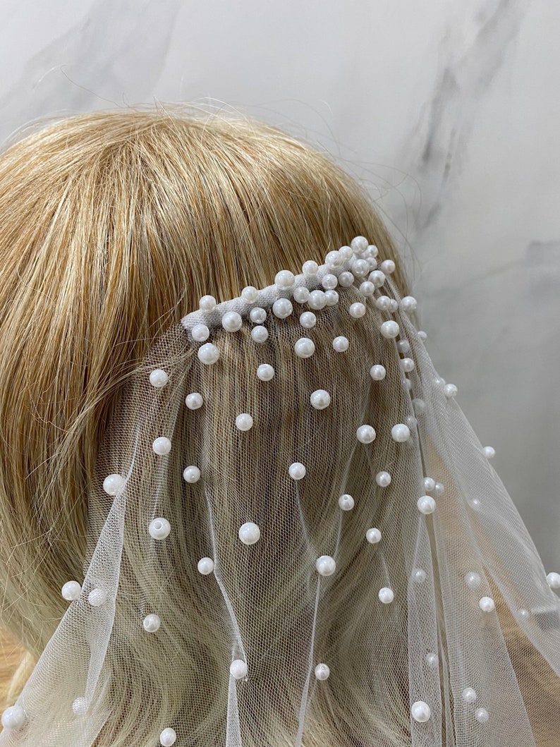 Wedding veil with pearls, veil, veils, long veil, fingertip veil, beaded veil, pearl veil, champagne veil, ivory veil, wedding, white veil image 10