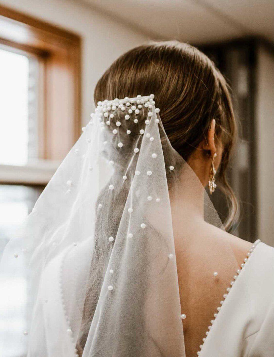 Velo Da Sposa SAMKY Con Perle E Cristalli – Lunghezza Gomito (76 Cm), Colore Avorio Chiaro. Il Tocco Romantico Per Il Tuo Abito Da Sposa