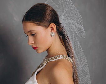 French Netting Bow For Bride And For Girl. Hair Accessories.