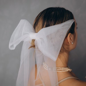 Tulle Bow For Hair. Veil Bow, Party Bow. image 8