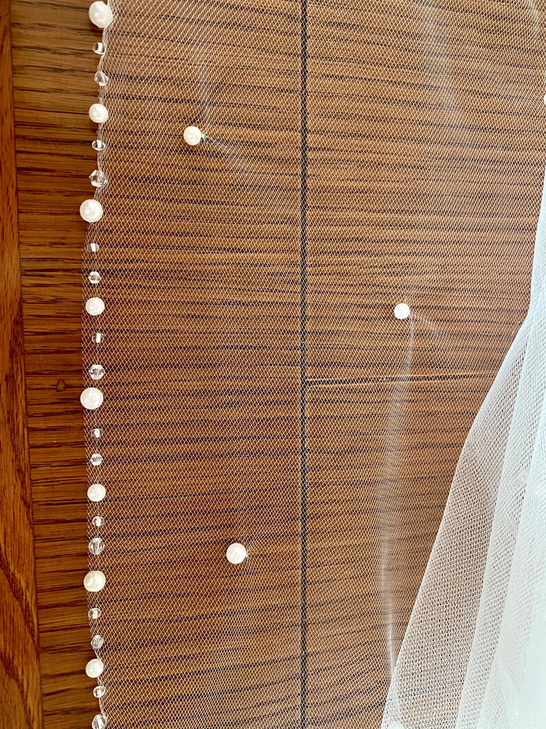 Personalized wedding veil with pearls Veil with your custom Initials Beaded letters monogram veil. words phrases on a veil
