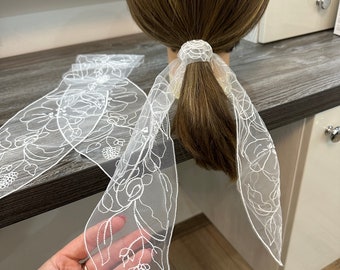 Wedding Or Party Tulle Headband With Your Individual Drawing. I can embroider a phrase with your initials, wedding date or favorite picture.