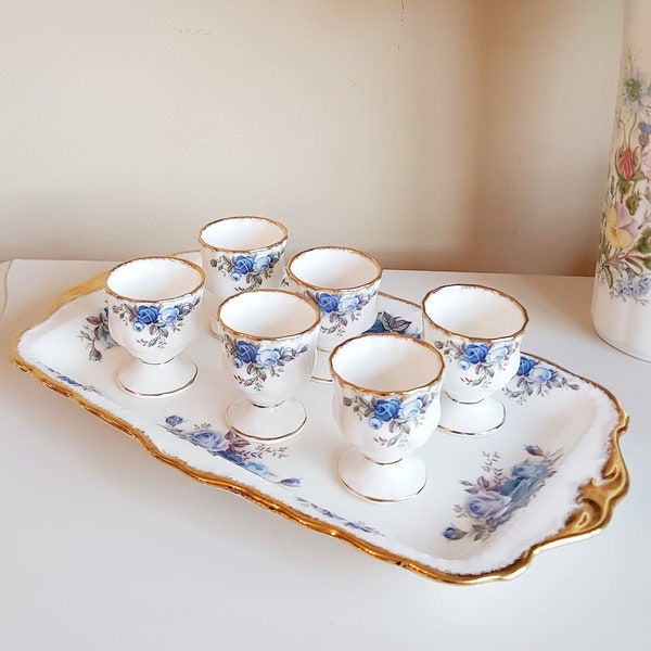 Royal Albert Moonlight Rose, Fabriqué en Angleterre, Set de 6 coquetiers, 1987 Ltd