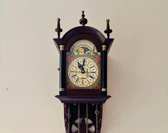 Vintage Wall Clock / Sailor Dutch Wall Warmink Wuba Pendulum Clock / Moon Phase / Home decor / Nice Gift