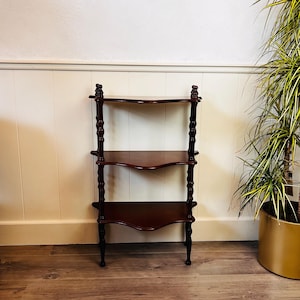 Mahogany Étagère Shelf – Ornate 3-Tier Display Stand, Vintage Plant Rack