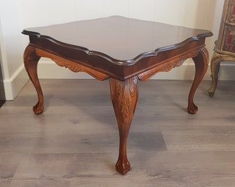 Cherry wood square tea table, vintage tea/coffee table, hand carved wood tea/coffee table, Claw Foot Table, Interior Design Furniture