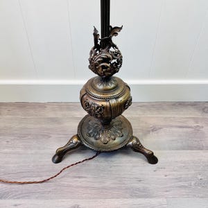 Empire Style Brass Floor Lamp with Crystals, Antique Freestanding Light, 4-Bulb Vintage Lighting for Elegant Home Decor image 6
