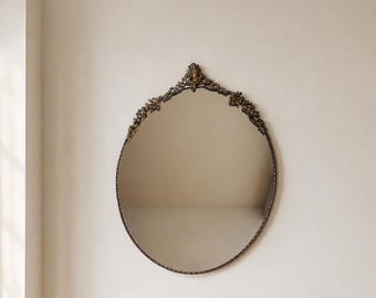 Vintage Huge Brass Oval Mirror - Home Decor Wall Decor for Interior Design