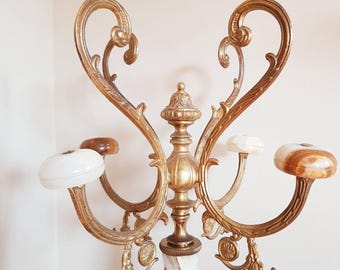 Marble and Brass Coat Rack – Mid-Century Italian Hall Tree, Hollywood Regency Standing Rack