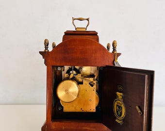 Vintage Warmink Mantel Clock, Wuba Table Clock, Moon-phase, and