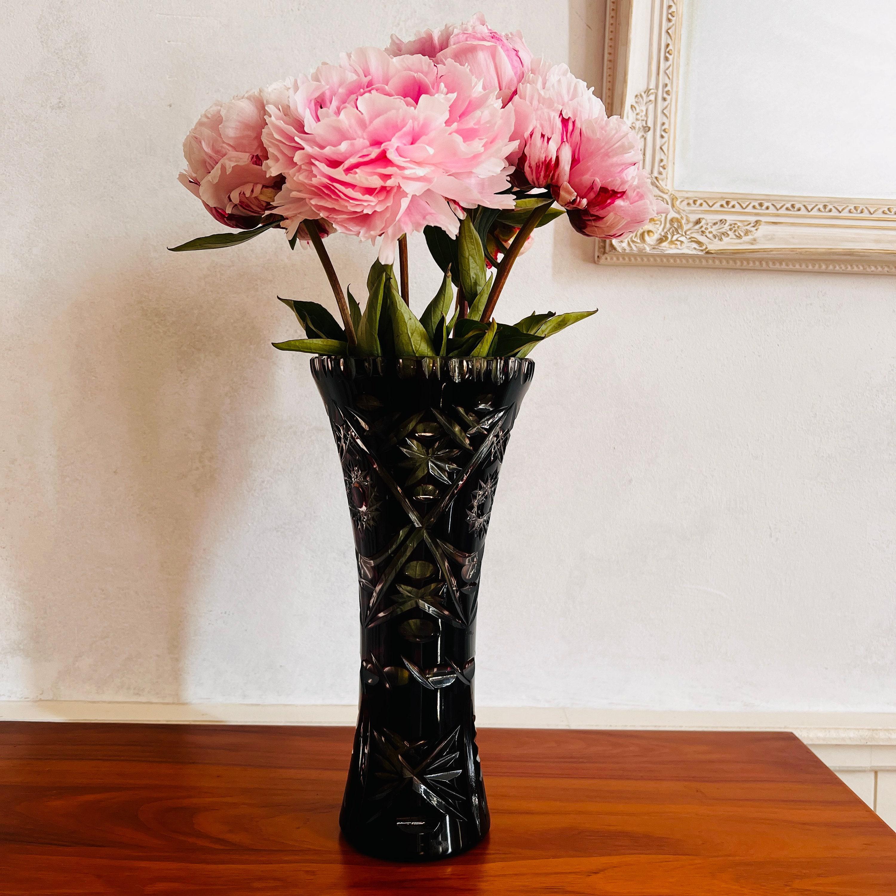 Bohemia Crystal Vase – Deep Purple Cut Glass, Czech Art Deco Style