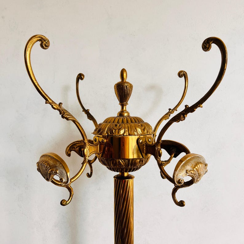 Brass Twisted Column Coat Rack With Turnable Crown | 60s French Hall ...