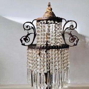 Empire Style Brass Floor Lamp with Crystals, Antique Freestanding Light, 4-Bulb Vintage Lighting for Elegant Home Decor image 3