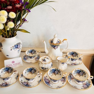 Royal Albert Moonlight Rose Cups and Saucers – Set of 6 Bone China, Avon Shape, Made in England