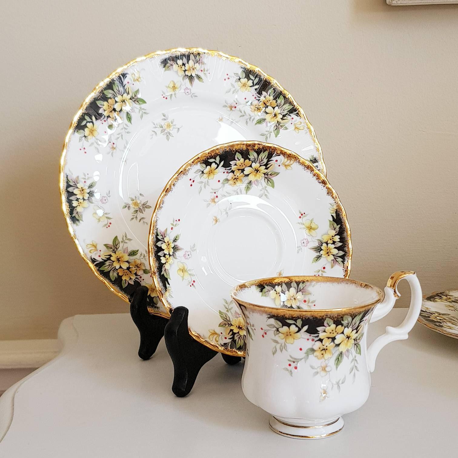 Vintage Royal Albert Royal Ascot Tea Set: Bone China Porcelain 