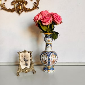 Polychrome Porcelain Vase – Mosa Maastricht Knob Handle, Hand Painted Holland Art