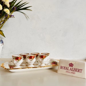 Porta-ovos Royal Albert Old Country Roses - Conjunto de 6 de porcelana óssea