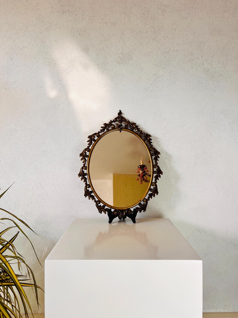 Italian Art Nouveau Oval Mirror Vintage Wall Decor for Entryway or Bedroom image 2