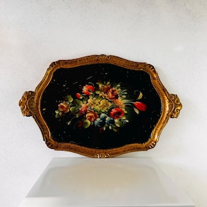 Large Hand Painted Florentine Wood Tray – Italian Vintage Decor