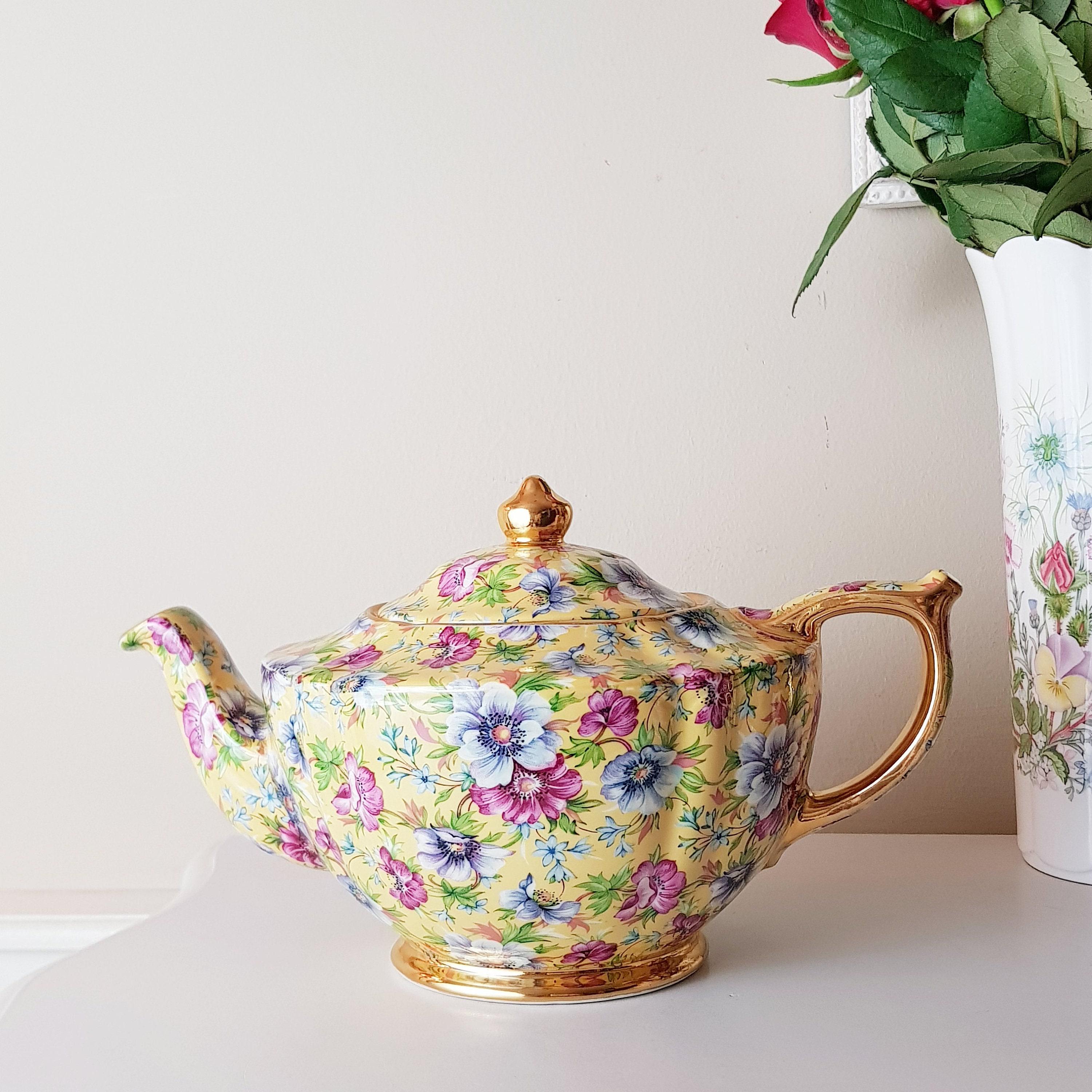 Porcelain Floral Teapot by James Sadler, Sophie Chintz Pattern