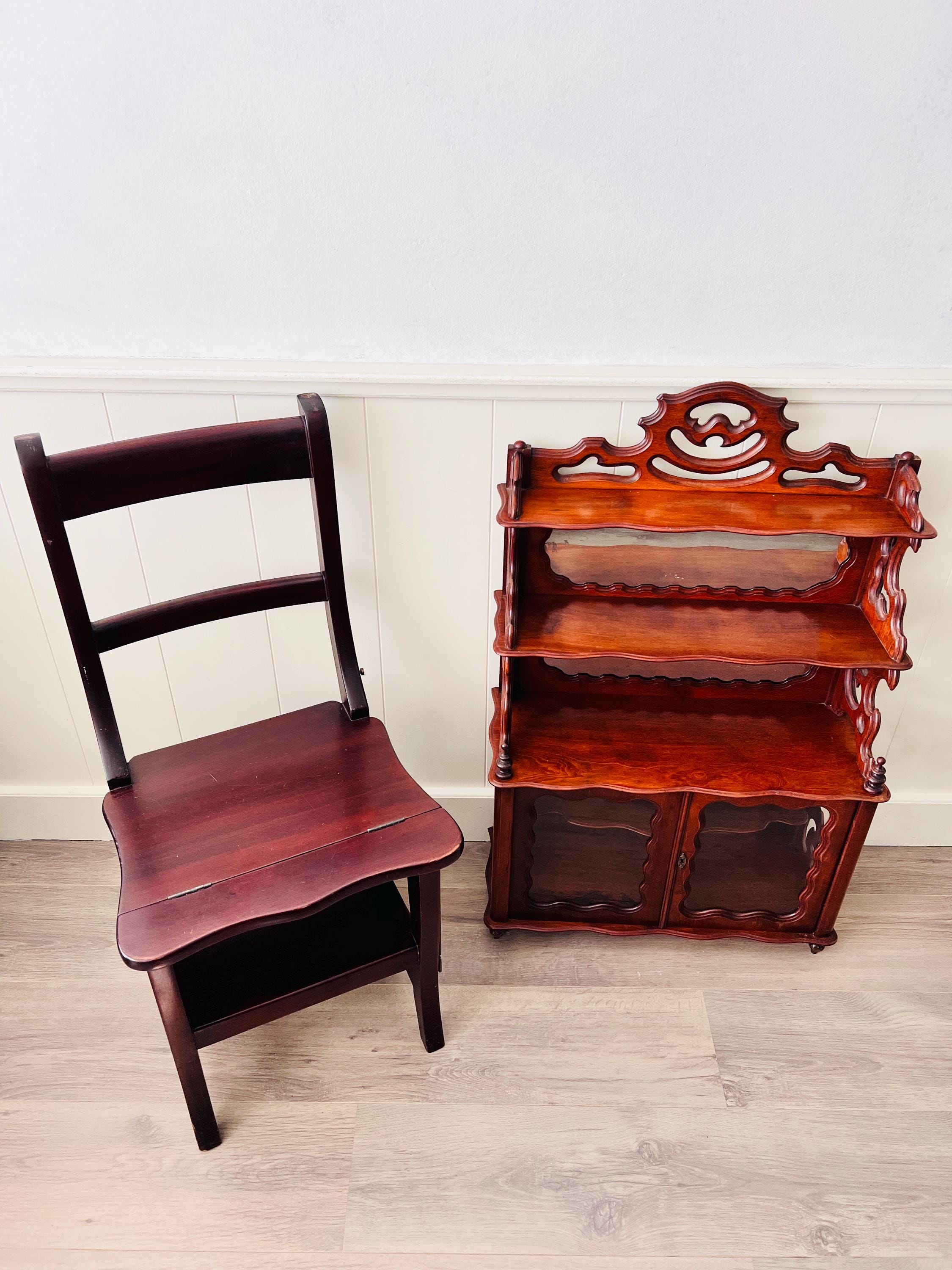Vintage Folding Wood Library Step Stool Ladder Chair - Etsy UK