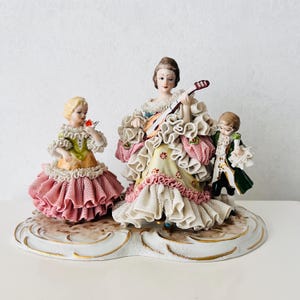 Dresden porcelain figurines, Lace porcelain, Victorian Style, Vintage Figurines, collectible item